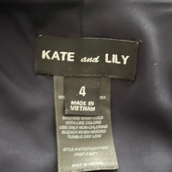 Kate And Lily Navy Gold White Floral Sleeveless V Neck Dress Elastic Waist Sz 4 - Picture 4 of 4